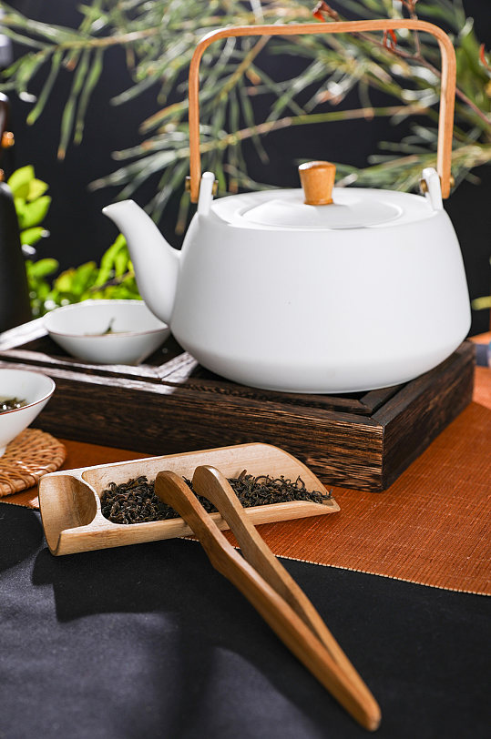 白瓷茶具茶叶茶筒中式茶道茶文化摄影图片-众图网