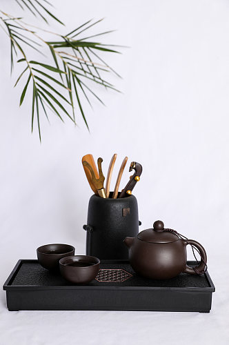 茶道六君子紫砂茶壶茶具茶道茶文化摄影图片