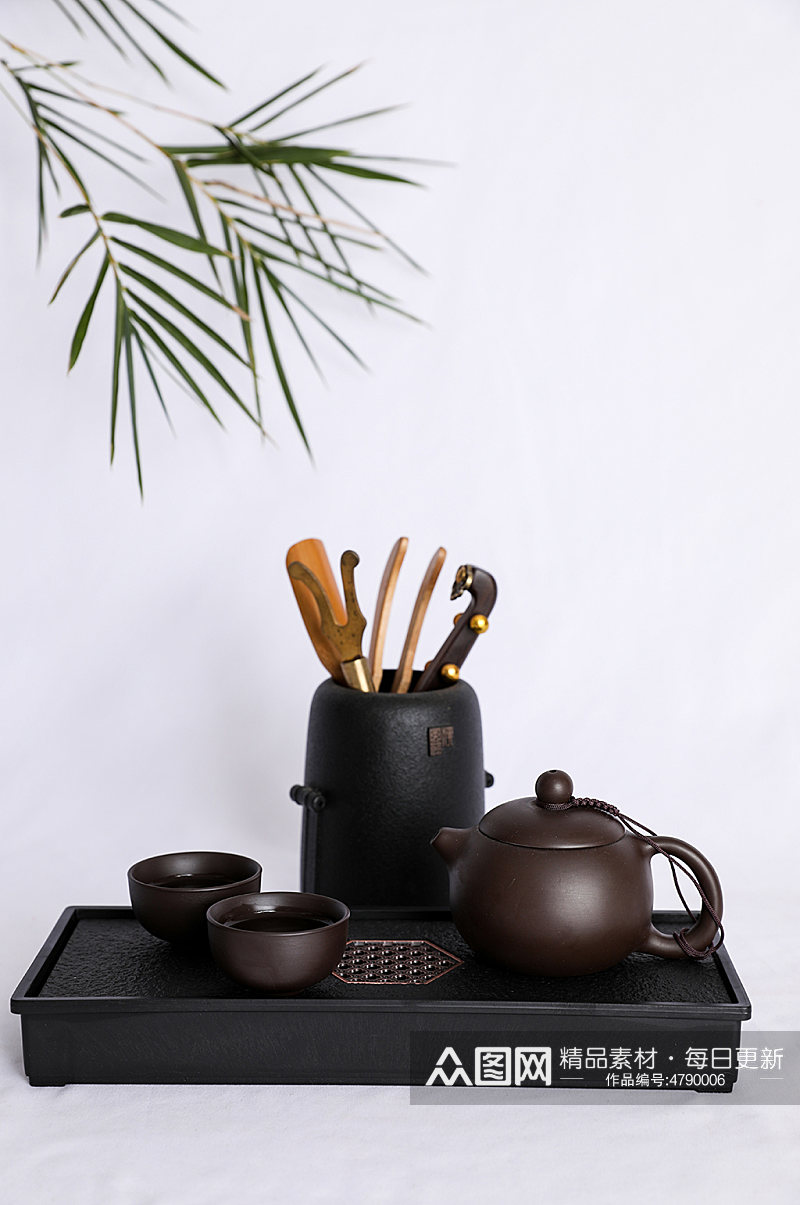 茶道六君子紫砂茶壶茶具茶道茶文化摄影图片素材
