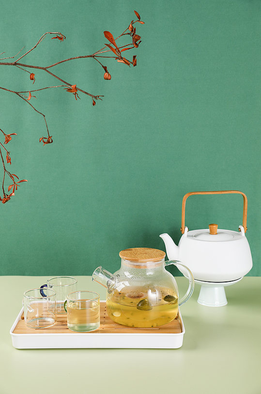 金桔柠檬百香果茶道茶具茶文化茶叶摄影图片