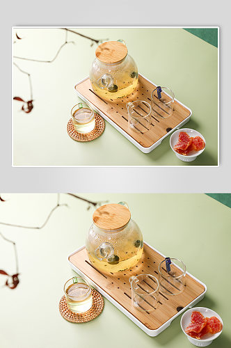 金桔柠檬百香果茶道茶具茶文化摄影图片