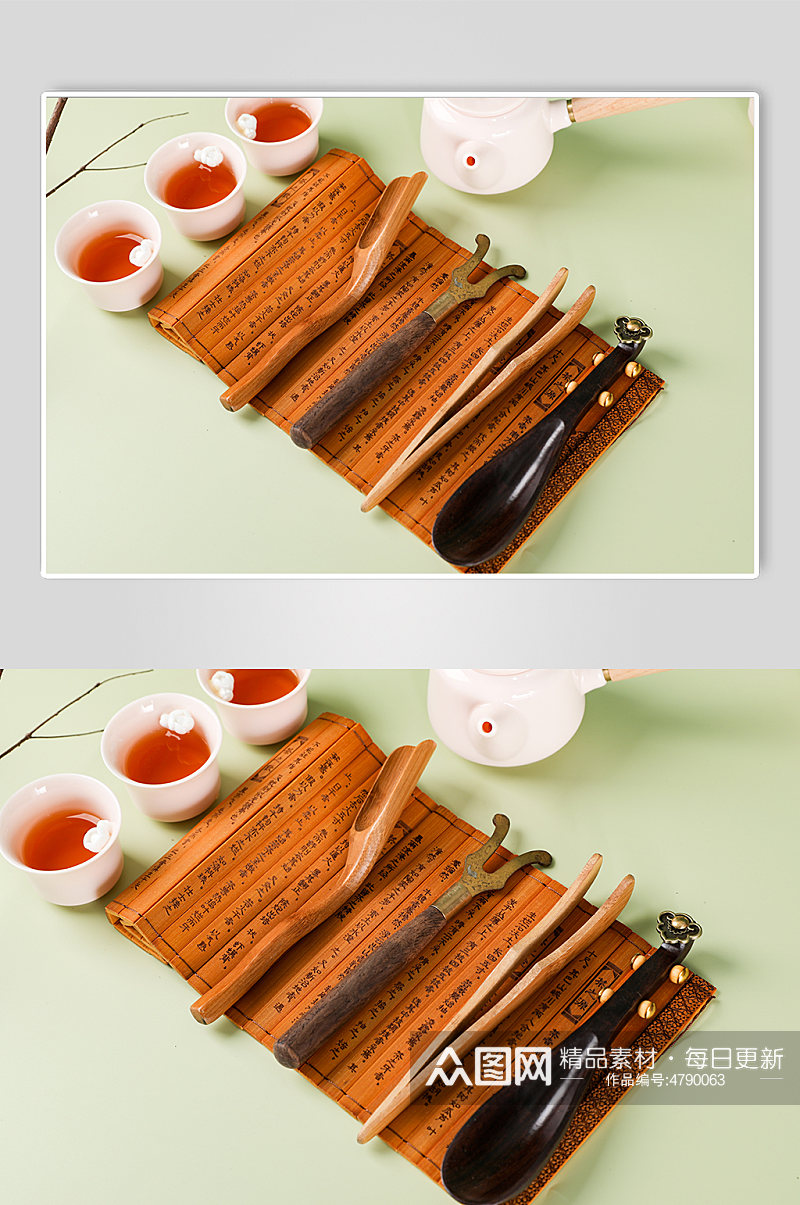 粉色捏花茶具茶叶茶道茶文化摄影图片素材