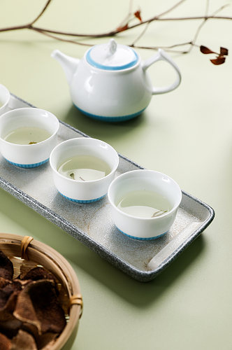 羊脂玉瓷茶壶茶具茶道茶文化摄影图片