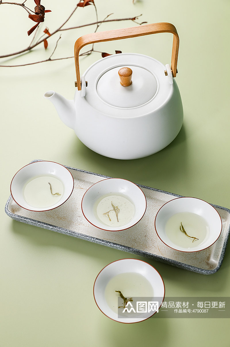 白瓷茶具茶壶茶杯中式茶道茶文化摄影图片素材