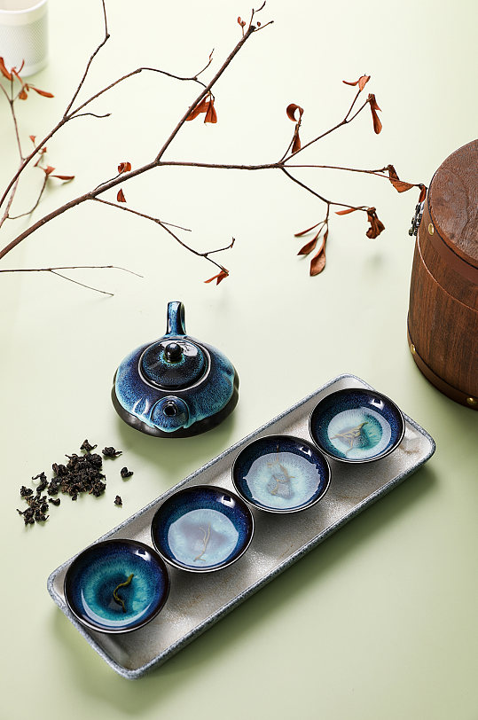 天目釉窑变茶具茶壶茶叶茶道茶文化摄影图片