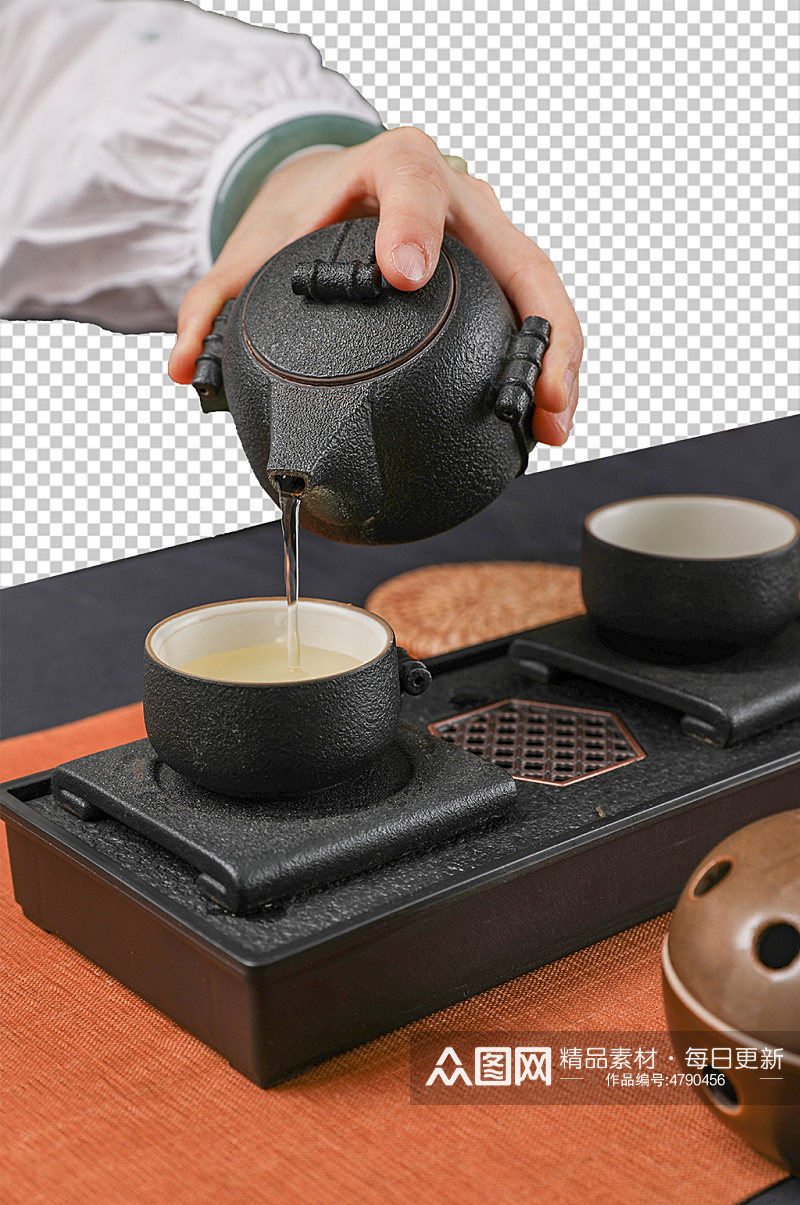 倒茶茶具茶道茶文化摄影免抠PNG图片素材