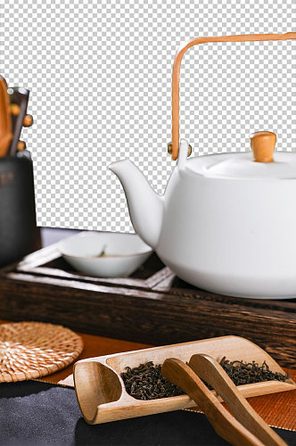 白瓷茶壶茶具茶道茶文化摄影免抠PNG图片
