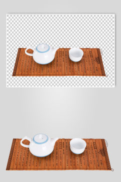 羊脂玉瓷茶壶茶具茶道摄影免抠PNG图片