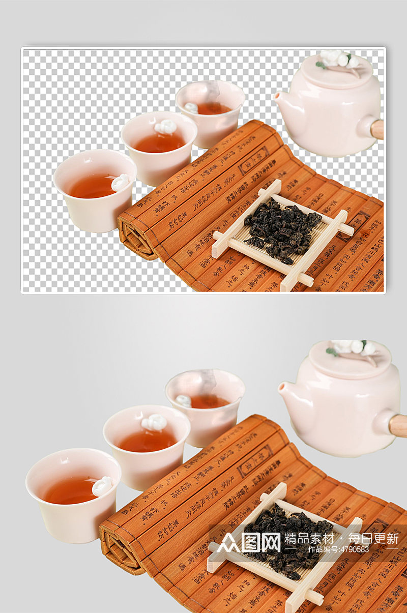 粉色捏花茶具茶道茶文化摄影免抠PNG图片素材