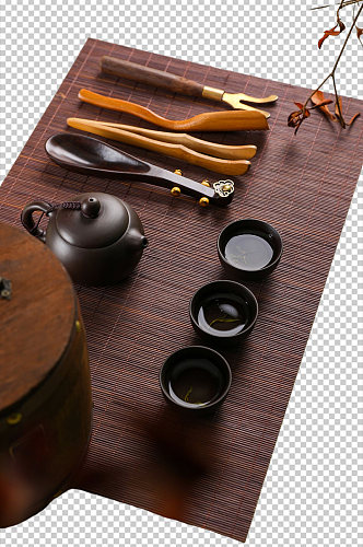 紫砂茶具茶道六君子茶道摄影免抠PNG图片