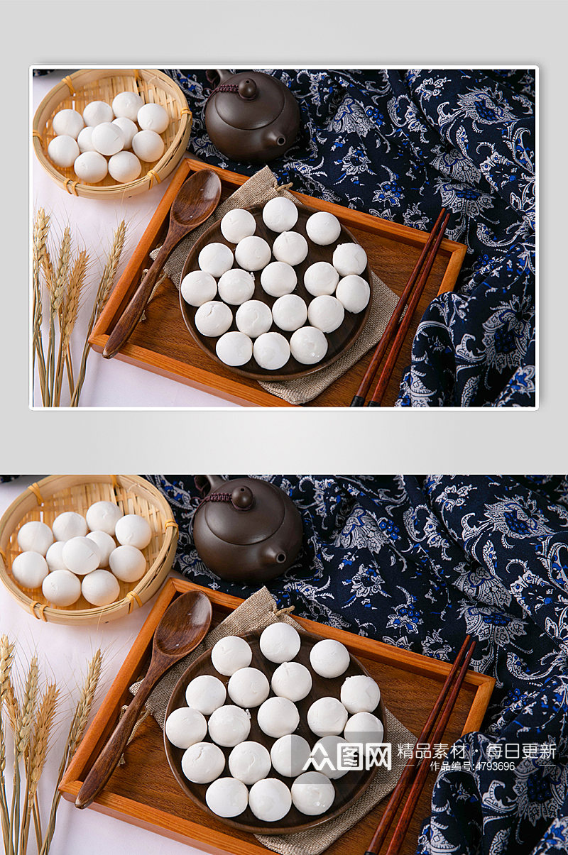 中式新年茶壶元宵汤圆元宵节摄影图片素材