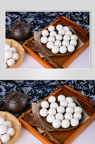 中式新年茶壶元宵汤圆元宵节摄影图片