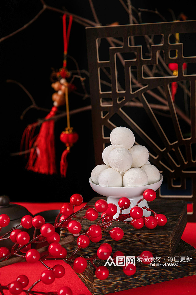中式茶壶茶具汤圆元宵节摄影图片素材