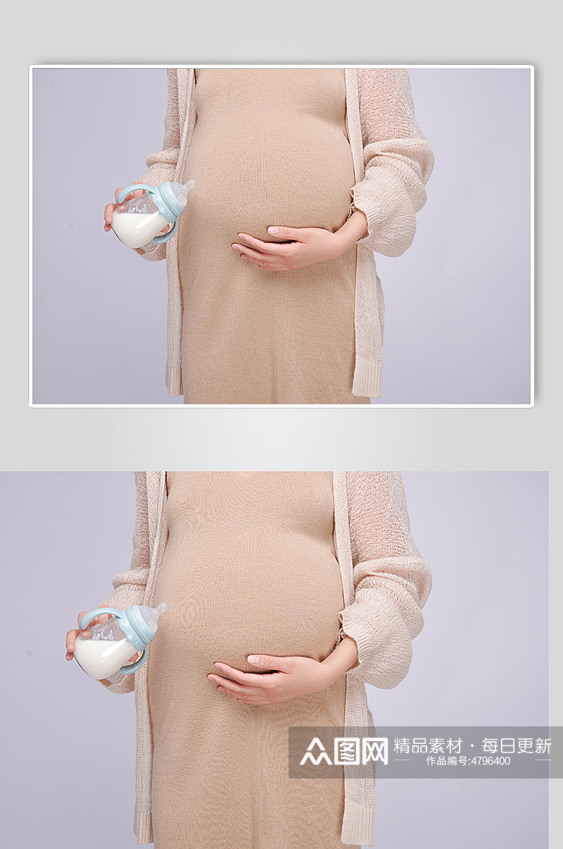 手拿奶瓶奶粉优雅孕妇人物摄影图素材