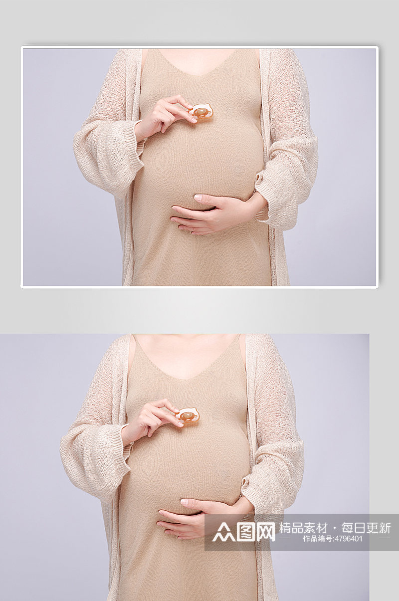 手拿奶嘴优雅孕妇人物摄影图素材