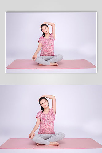 做瑜伽孕妇人物摄影图