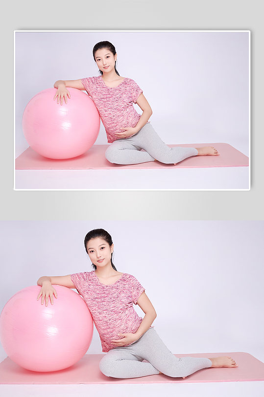 体操球孕妇瑜伽人物摄影图