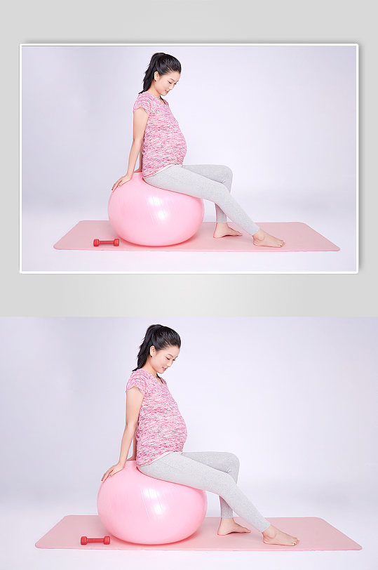 体操球运动孕妇瑜伽人物摄影图