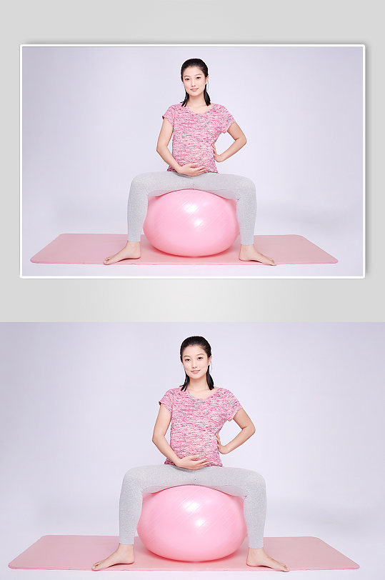 体操球运动孕妇瑜伽人物摄影图