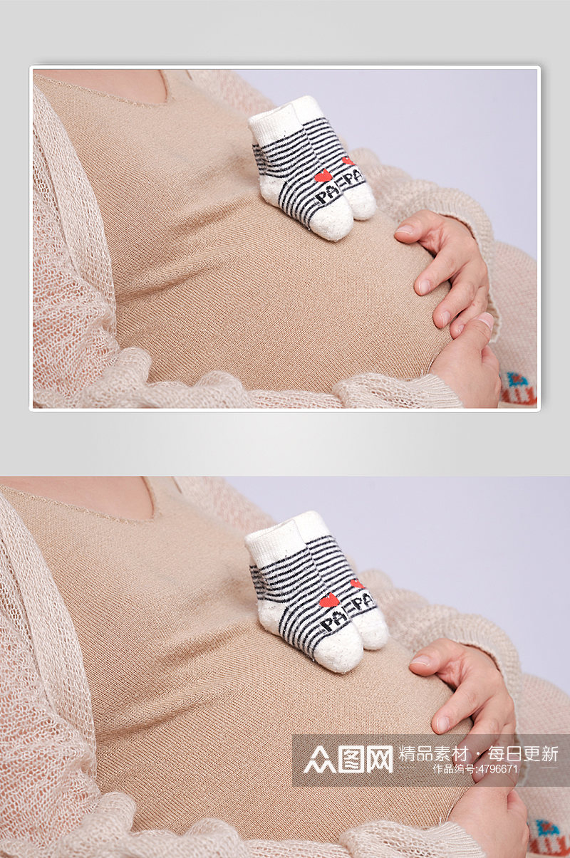 肚子放宝宝袜孕妇人物摄影图素材