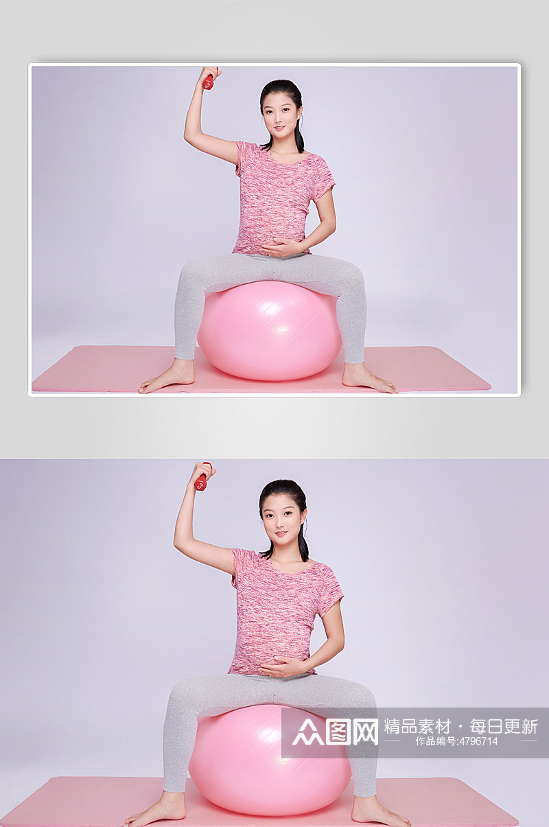 体操球运动孕妇瑜伽人物摄影图素材