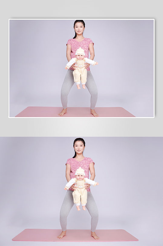抱婴儿宝宝孕妇瑜伽人物摄影图