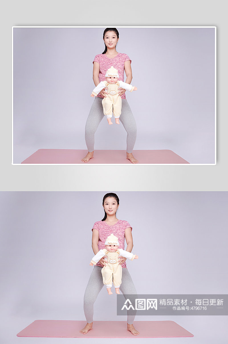 抱婴儿宝宝孕妇瑜伽人物摄影图素材