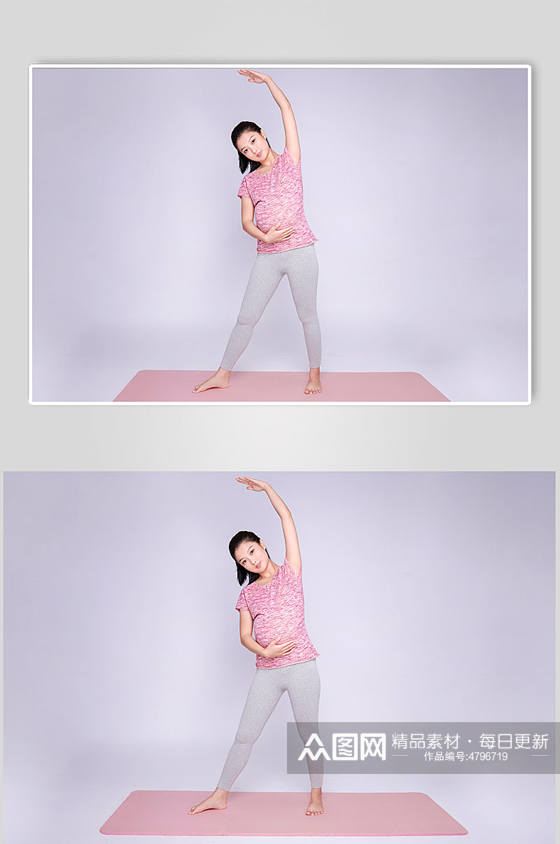 做瑜伽动作孕妇瑜伽人物摄影图素材