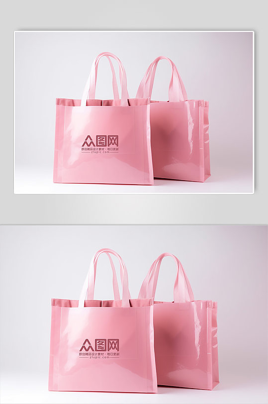 粉色购物袋袋子手提袋文创产品展示样机
