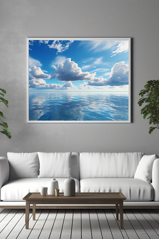 蓝天白云风景装饰画-众图网