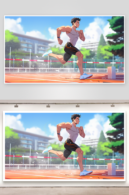 运动青春跑步比赛运动海报插画背景