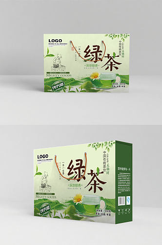 简约自然绿茶包装