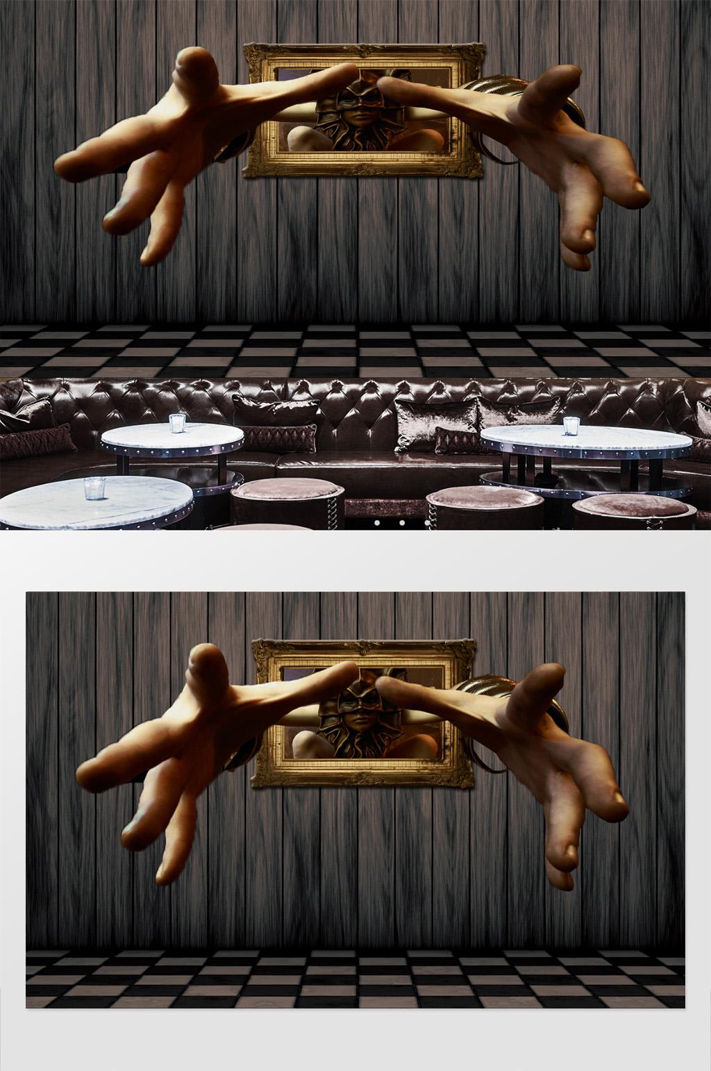抽象大常手3D立体背景墙壁画素材