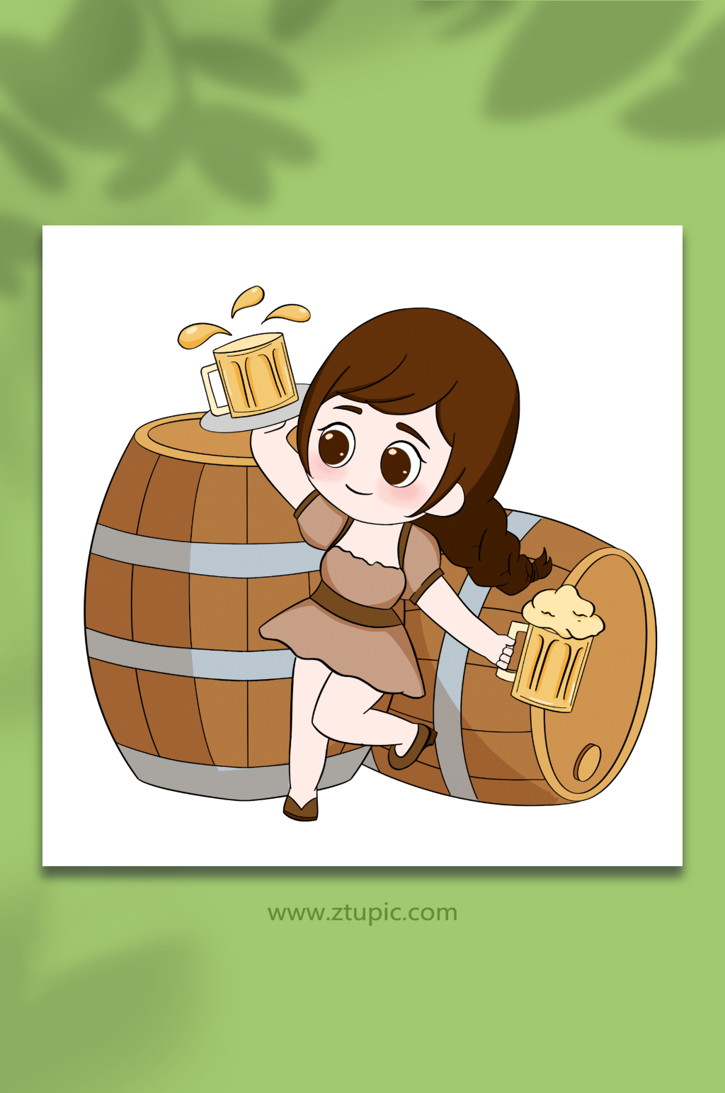 啤酒节干杯庆祝女生人物元素插画素材