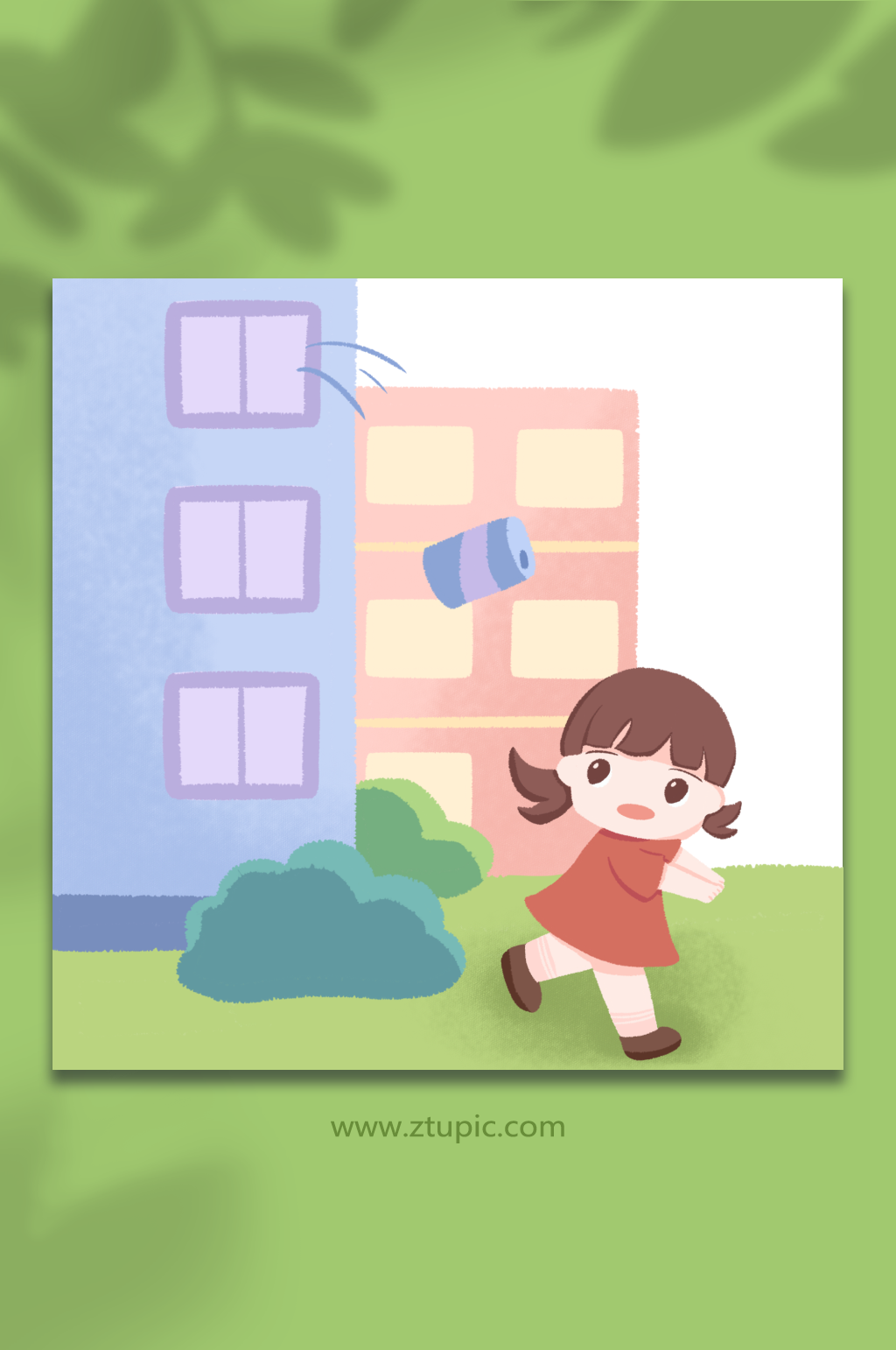 高楼禁止高空抛物插画素材