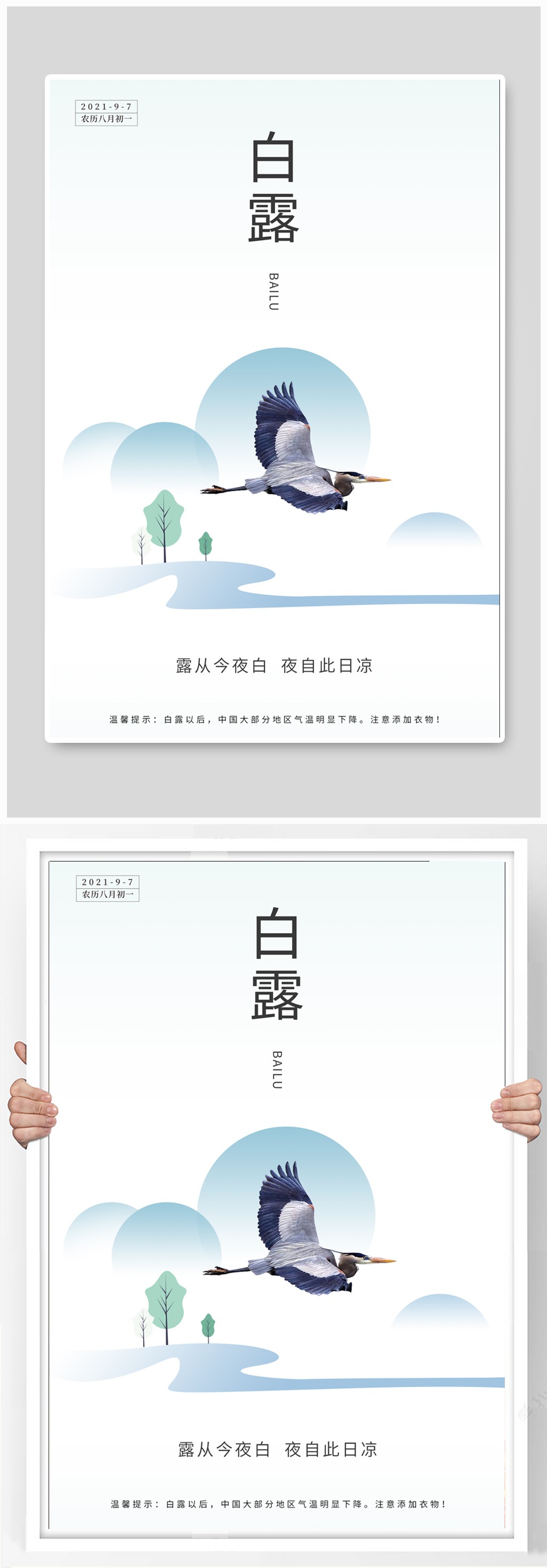 白露节气简约大气海报素材