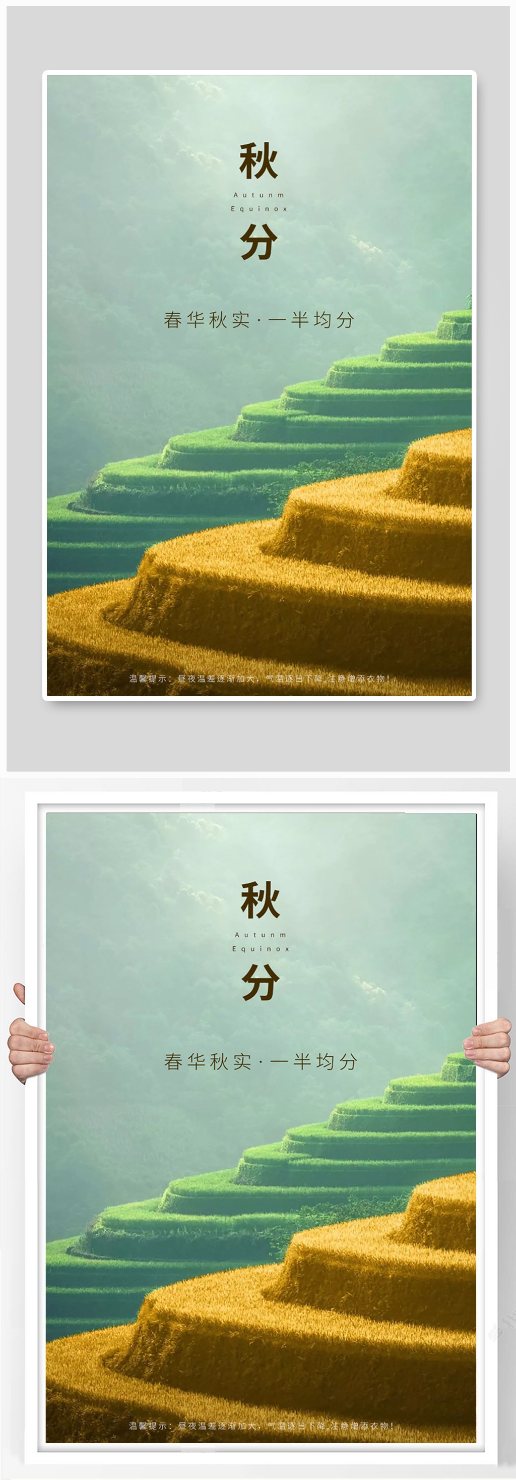 高端简约大气小清新秋分节气稿海报素材