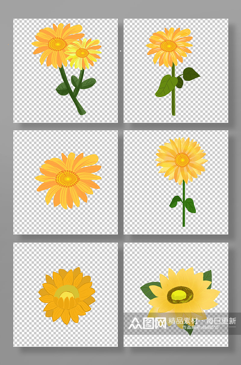 向日葵花卉元素插画素材