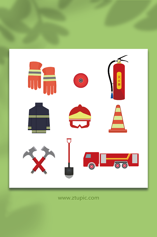 简约矢量消防工具元素插画-众图网