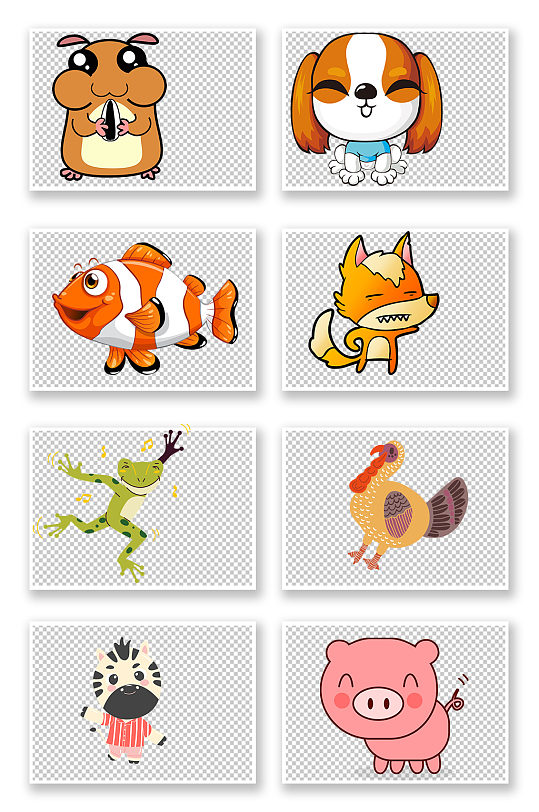 手绘卡通可爱动物免抠元素