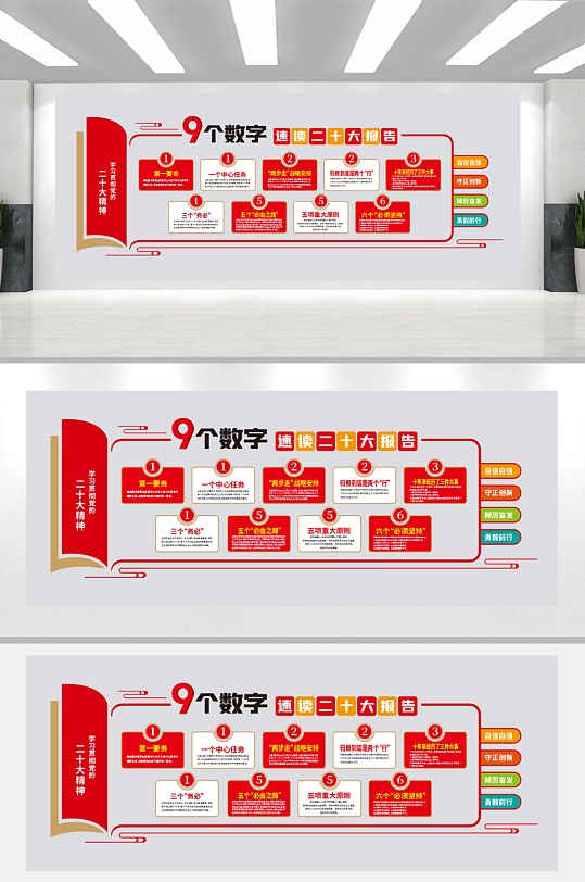 九个数字速读二十大报告精神党建文化墙17