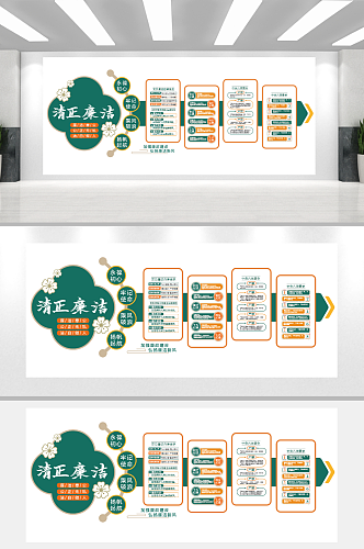 中式廉政文化墙党建文化墙廉政文化长廊形象