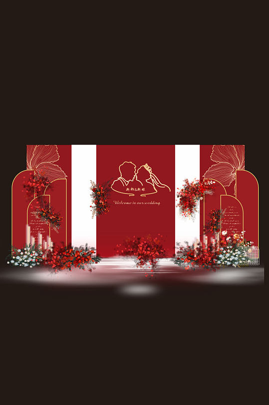 紅色現(xiàn)代婚禮背景
