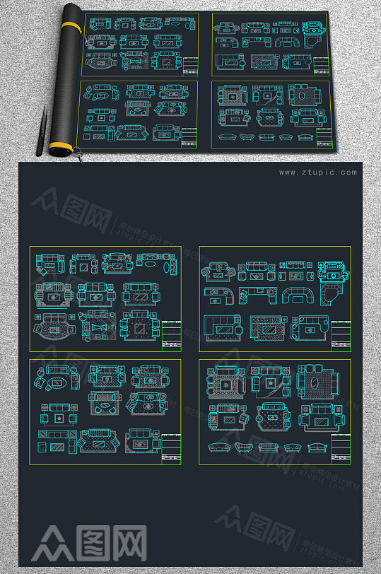 常用家装沙发CAD图库