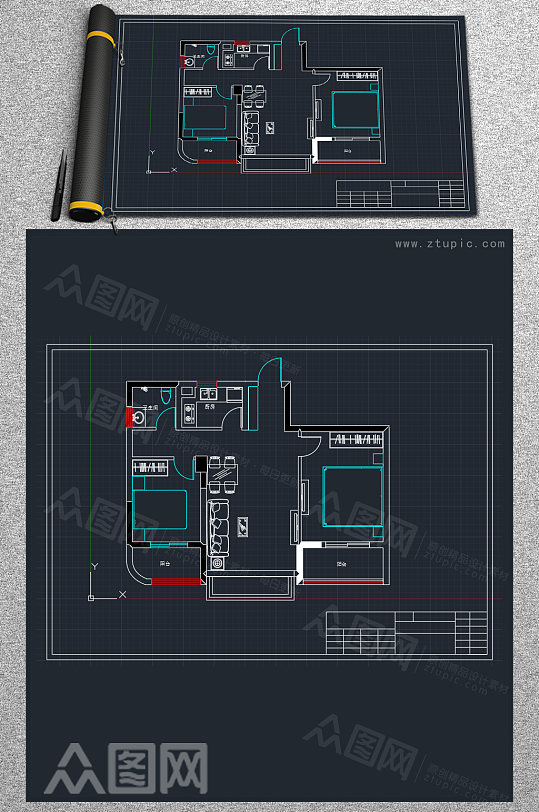 家装商品房空间分布参考CAD图