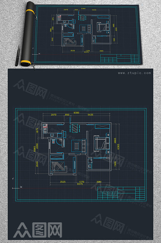 两室一厅小户型平面布置CAD改良设计图