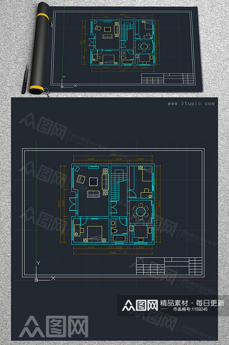 室内家居空间布局CAD设计参考图素材