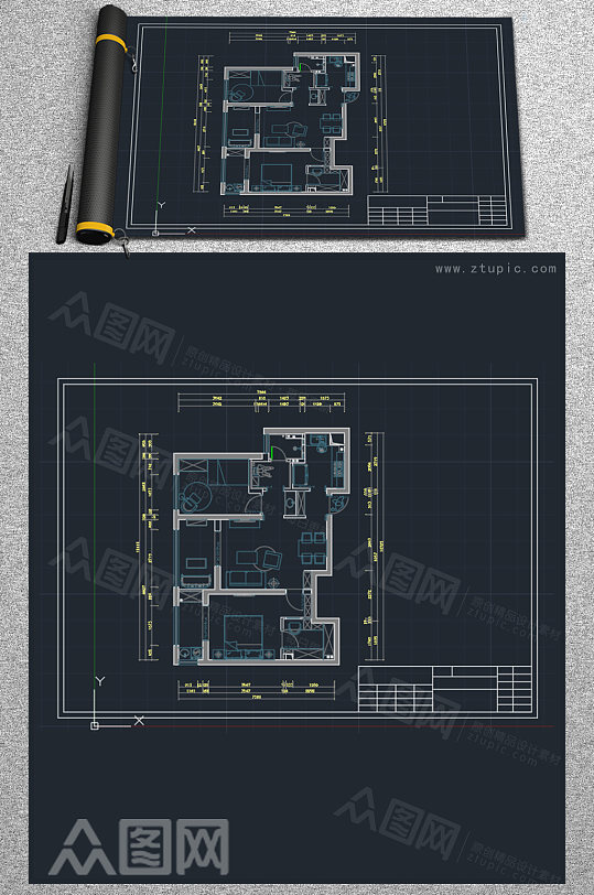 小户型家居空间布局改进CAD设计参考图