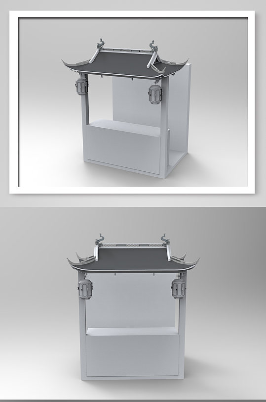 集市中国风美食摊位模型设计
