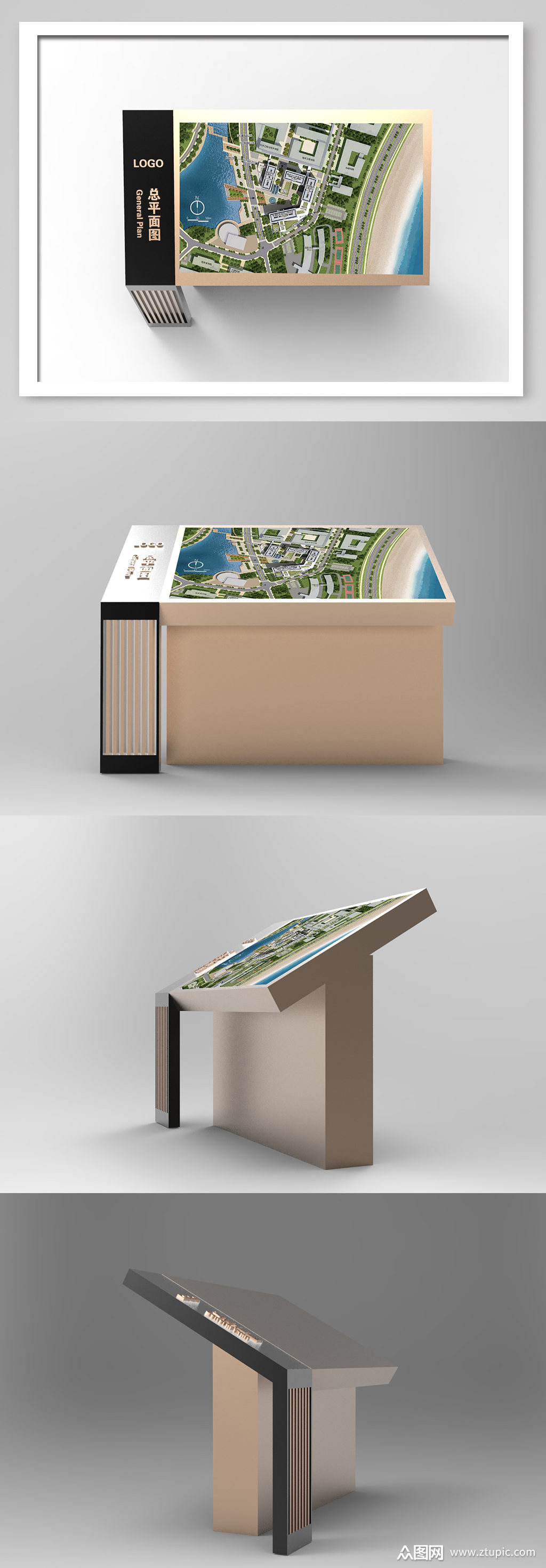 创意黑金房地产导视总平面图模型